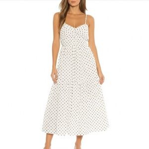 My Colour Polka Dot Tie Front Tiered Midi Dress Size Medium